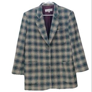 SEPARATE ELLEMENTS | VINTAGE Plaid Green and Tan Coat Blazer Size 8